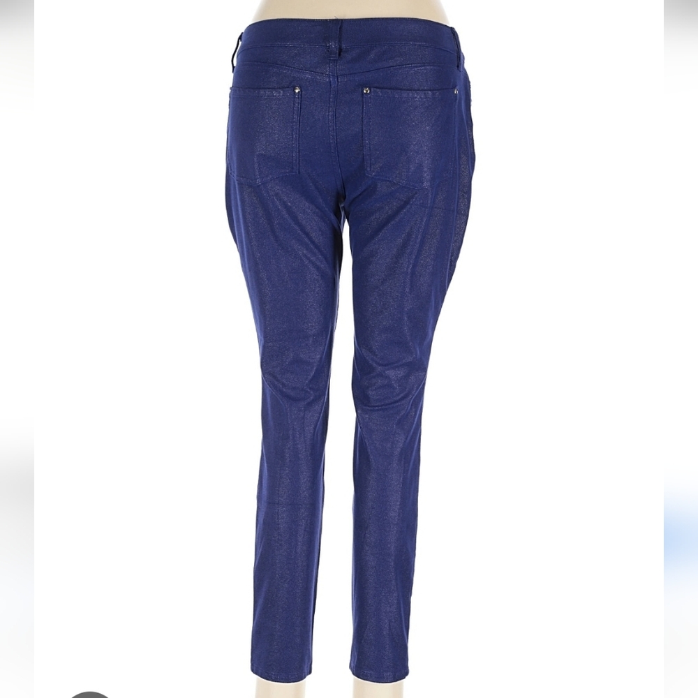 CACHE Vintage 90s 2000s Clueless Dopamine Faux Leather Pants Slim Blue